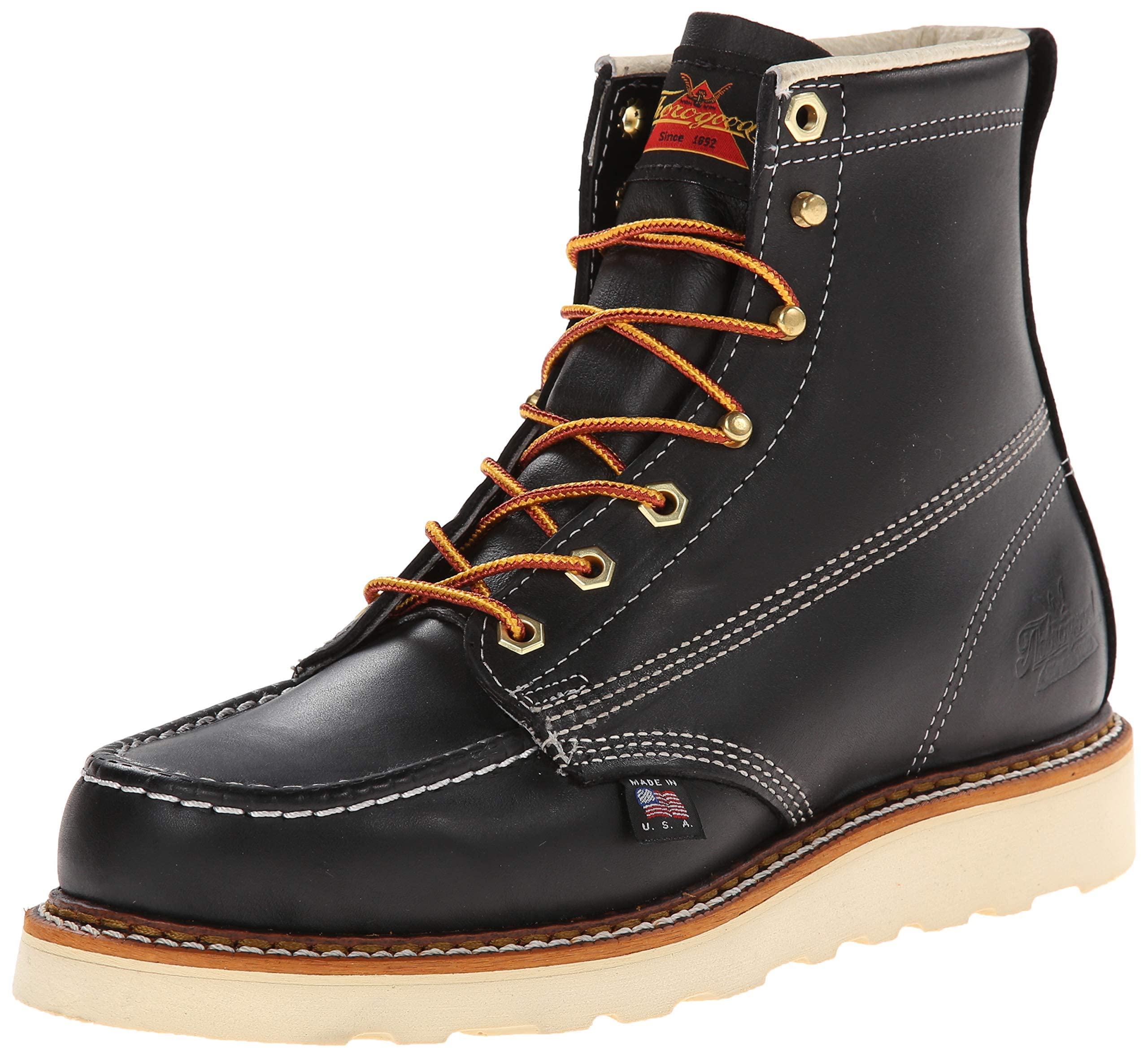 Thorogood Mens 814-6201 American Heritage 6 Moc Toe, Maxwear Wedge Non-Safety Toe Boot, Black - 75 D(M) Us