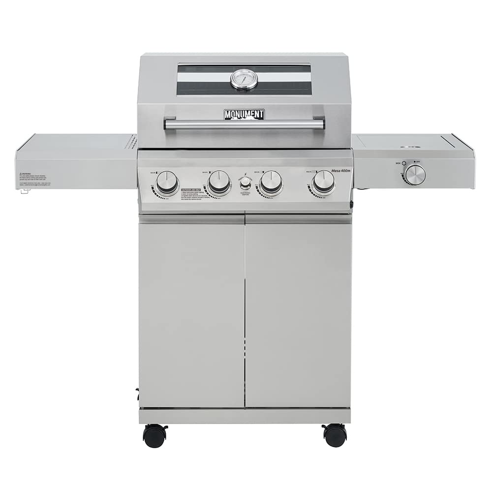 Monument Grills Larger 4-Burner Propane Gas Grills Bbq Stainless Steel Heavy-Duty Cabinet Style With Led Controls Side Burner Me