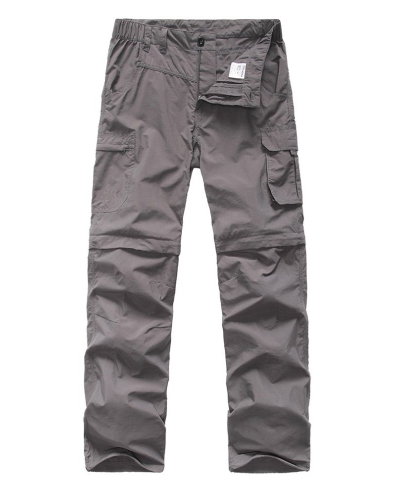 Asfixiado Boys Cargo Pants, Kids Casual Outdoor Quick Dry Waterproof Hiking Climbing Convertible Trousers 9016 Grey-Xl
