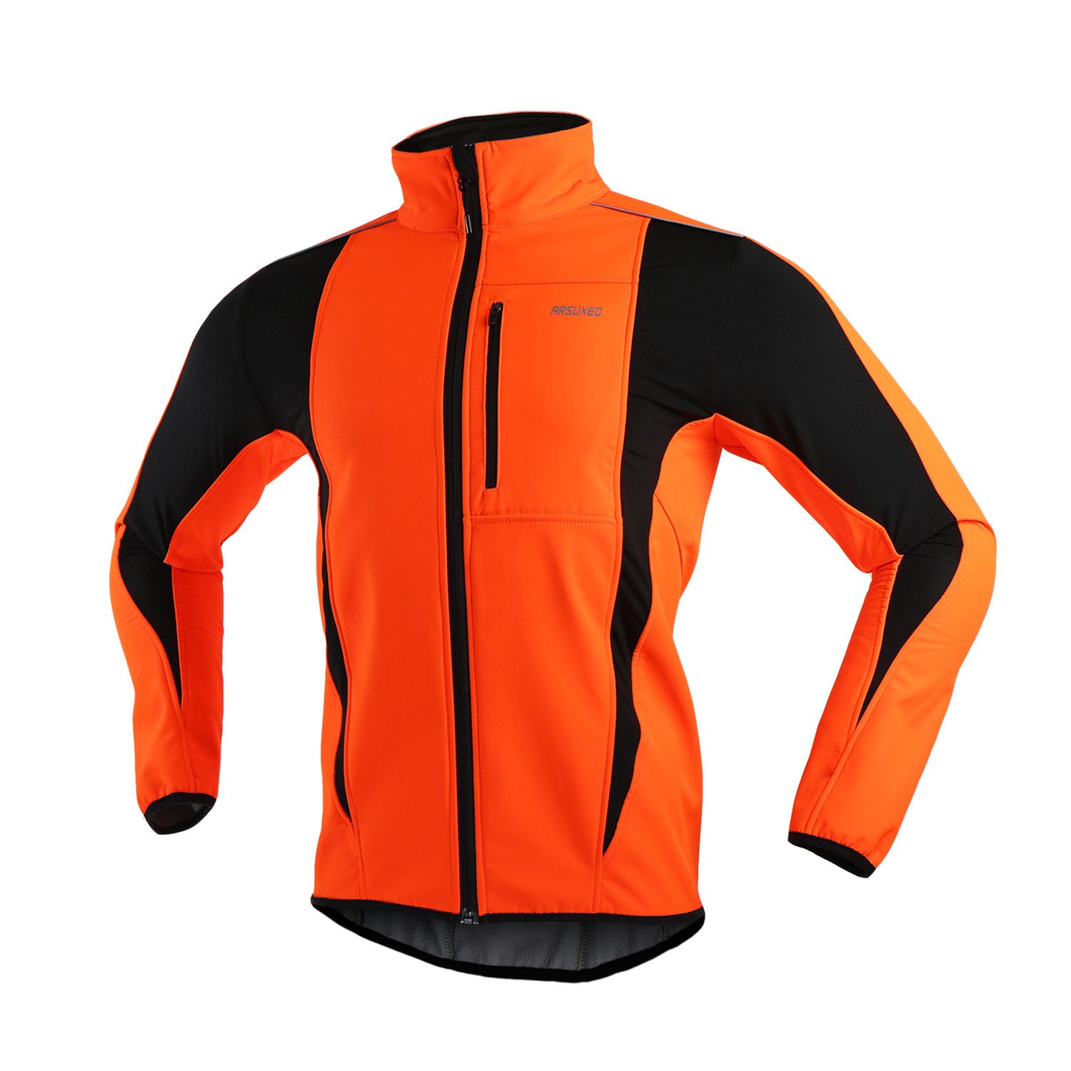 Arsuxeo Winter Warm Up Thermal Softshell Cycling Jacket Windproof Waterproof Bicycle Mtb Mountain Bike Clothes 15-K Orange Size 
