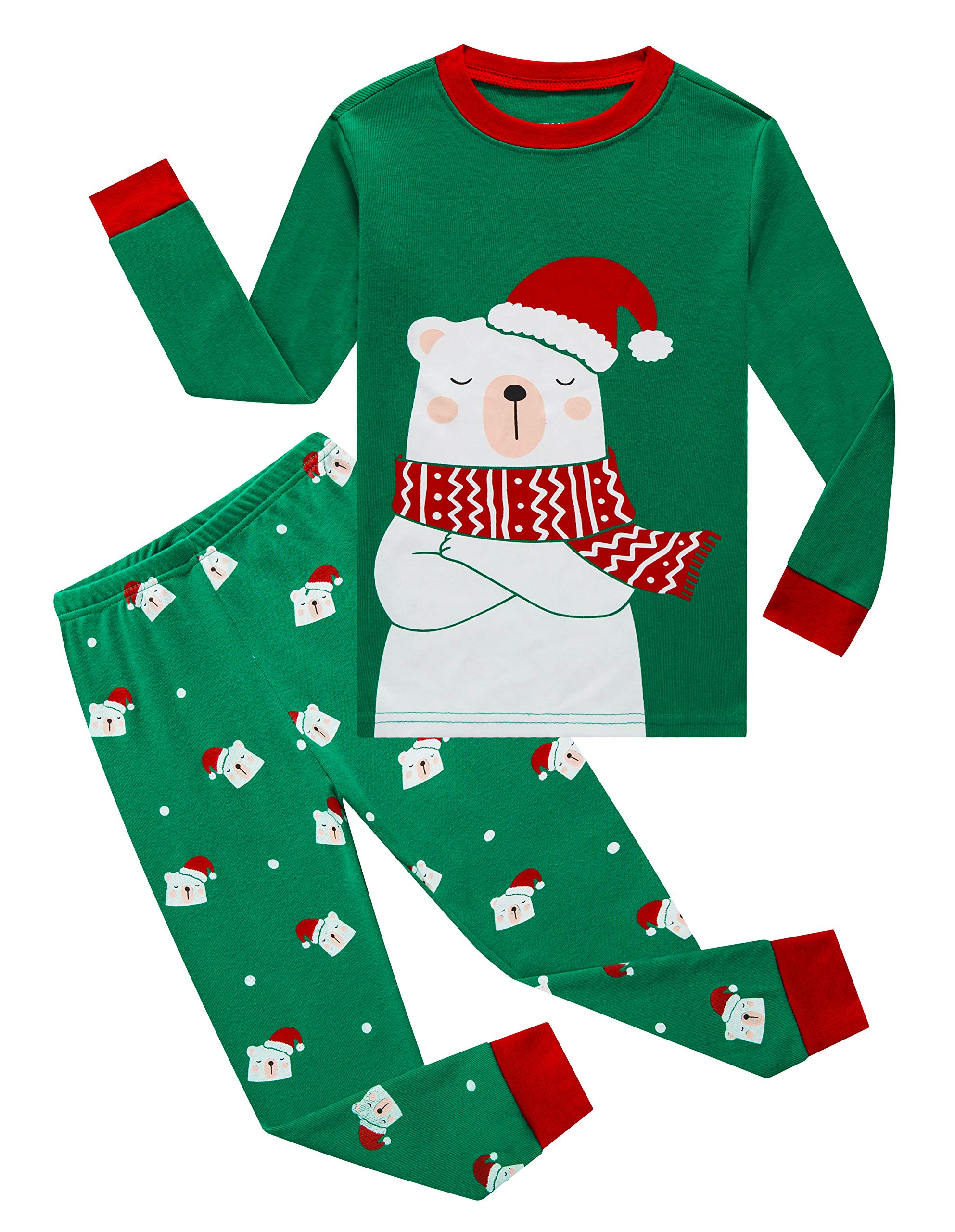 Family Feeling Baby Boys Long Sleeve Christmas Pajamas Sets 100 Cotton Pyjamas Toddler Infant Kids 12-18 Months Bear Green