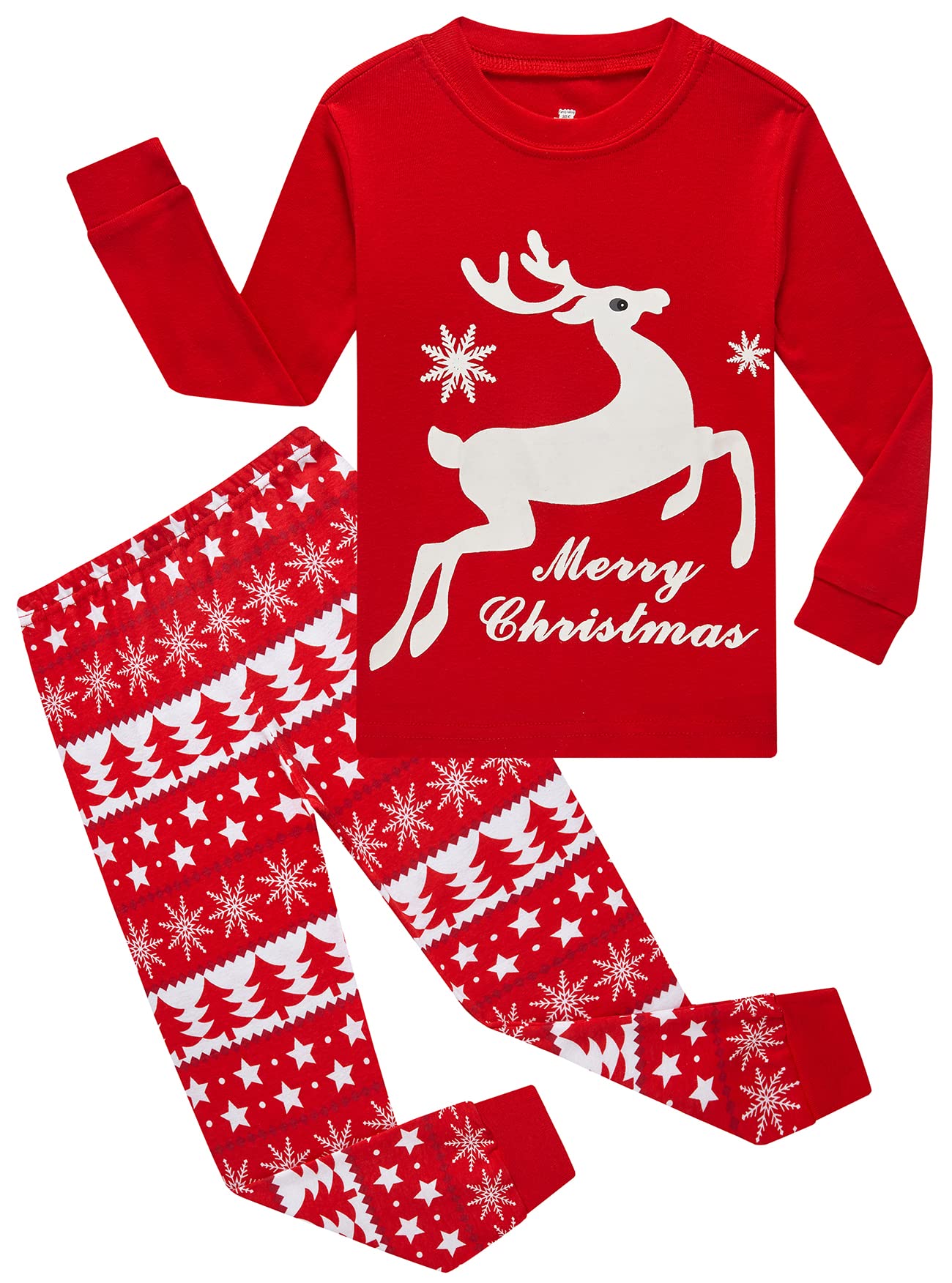 Family Feeling Baby Girls Boys Long Sleeve Christmas Pajamas Sets 100 Cotton Pyjamas Toddler Infant Kids 18-24 Months Reindeer