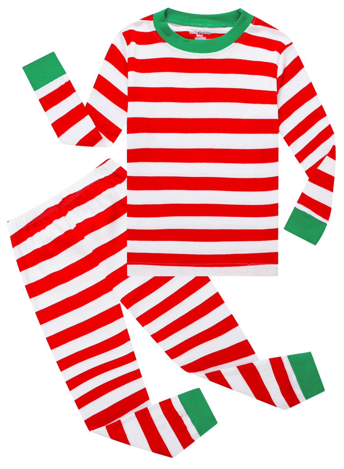 Family Feeling Little Baby Boys Girls Striped Christmas Sleepwear Cotton Long Sleeve Pajamas Set White Red Pjs 12-18 Months