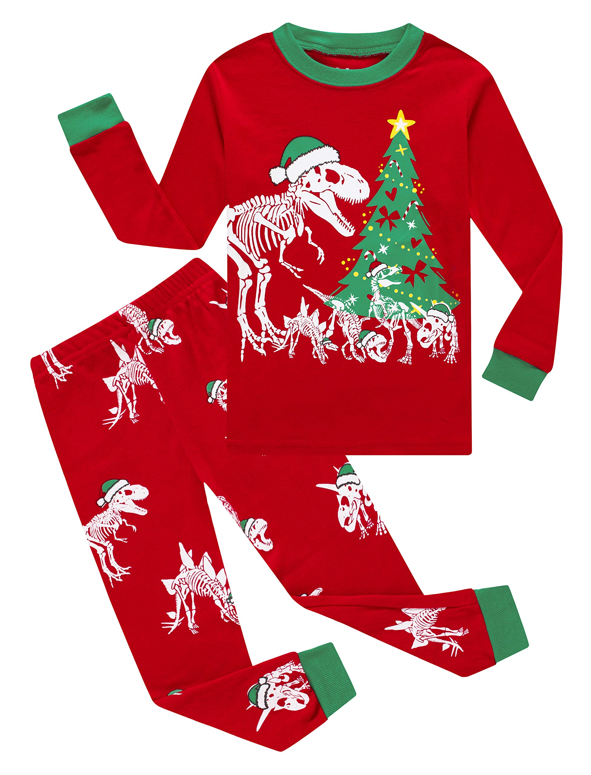 Family Feeling Little Girls Boys Long Sleeve Christmas Dinosaur Tree Pajamas Sets 100 Cotton Pyjamas Toddler Kids Pjs Size 2T