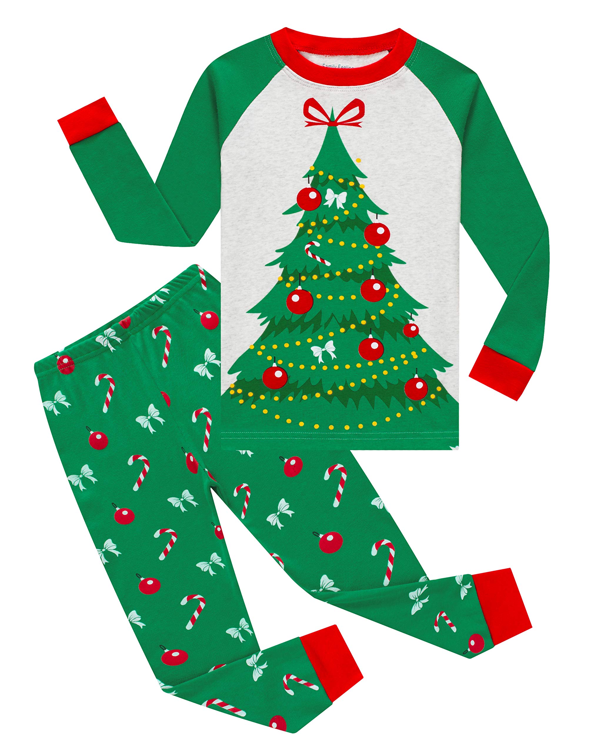 Family Feeling Little Girls Boys Long Sleeve Christmas Tree Pajamas Sets 100 Cotton Pyjamas Toddler Kids Pjs Size 2T