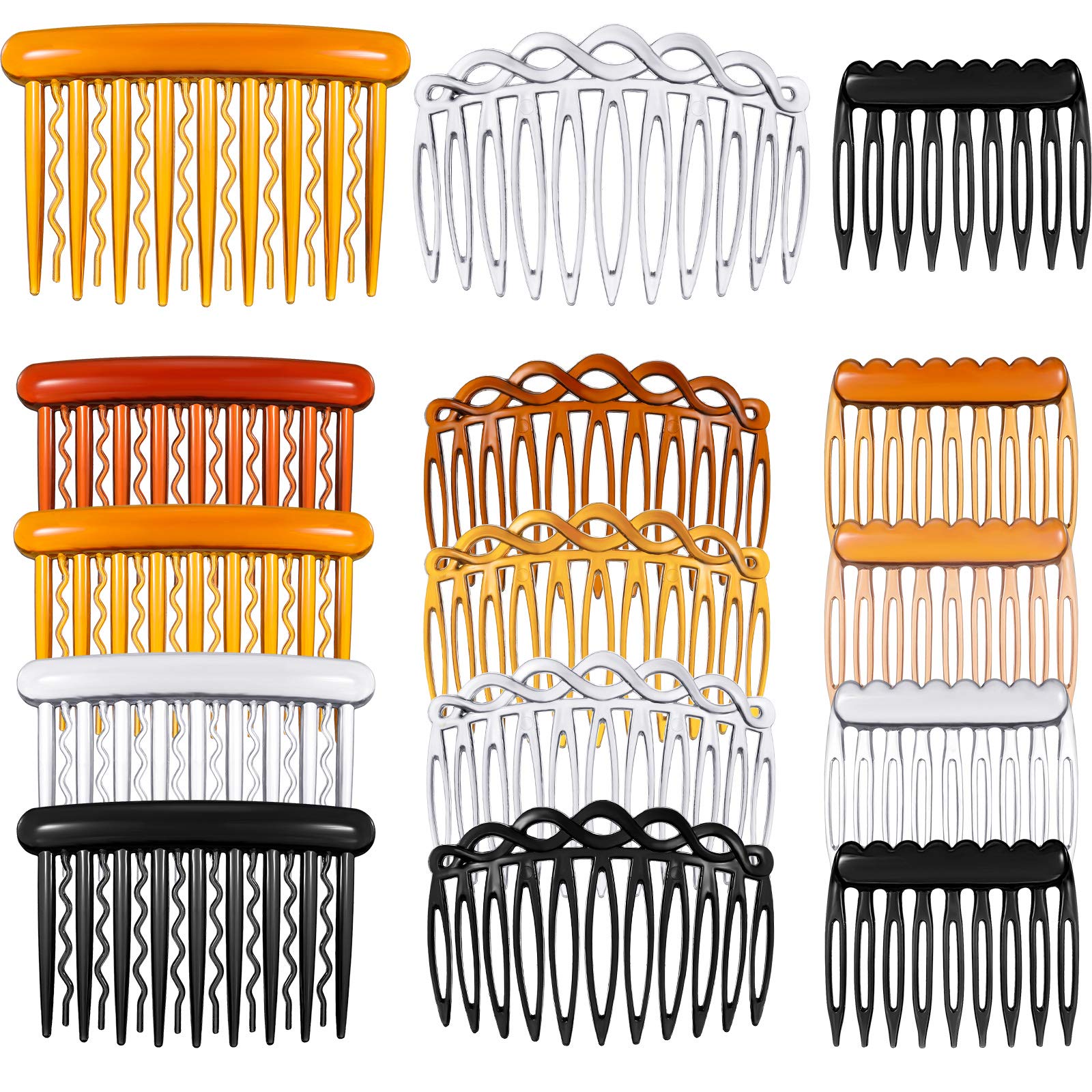 Chuangdi 12 Pieces Plastic Side Hair Twist Comb French Twist Comb Hair Clips With Teeth For Fine Hair Accessories Women Girls, 4 Colors (