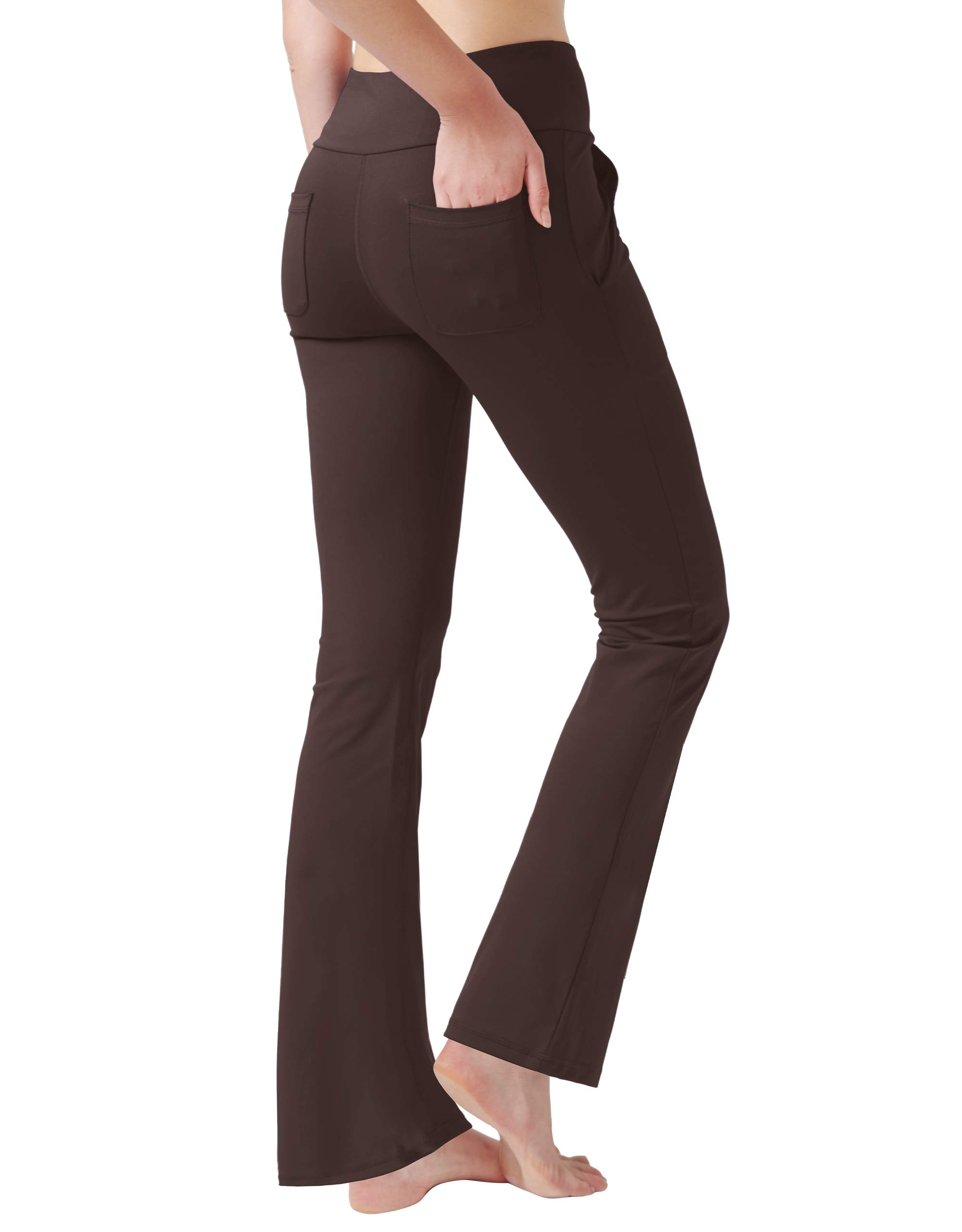 nuveti Nuveti Womens High Waisted Boot Cut Yoga Pants 4 Pockets