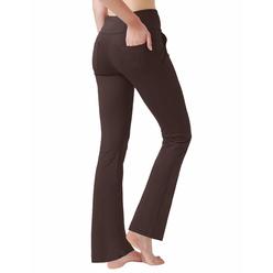 Nuveti Womens High Waisted Boot Cut Yoga Pants 4 Pockets Workout Pants Tummy Control Women Bootleg Work Pants Dress Pants (Brown
