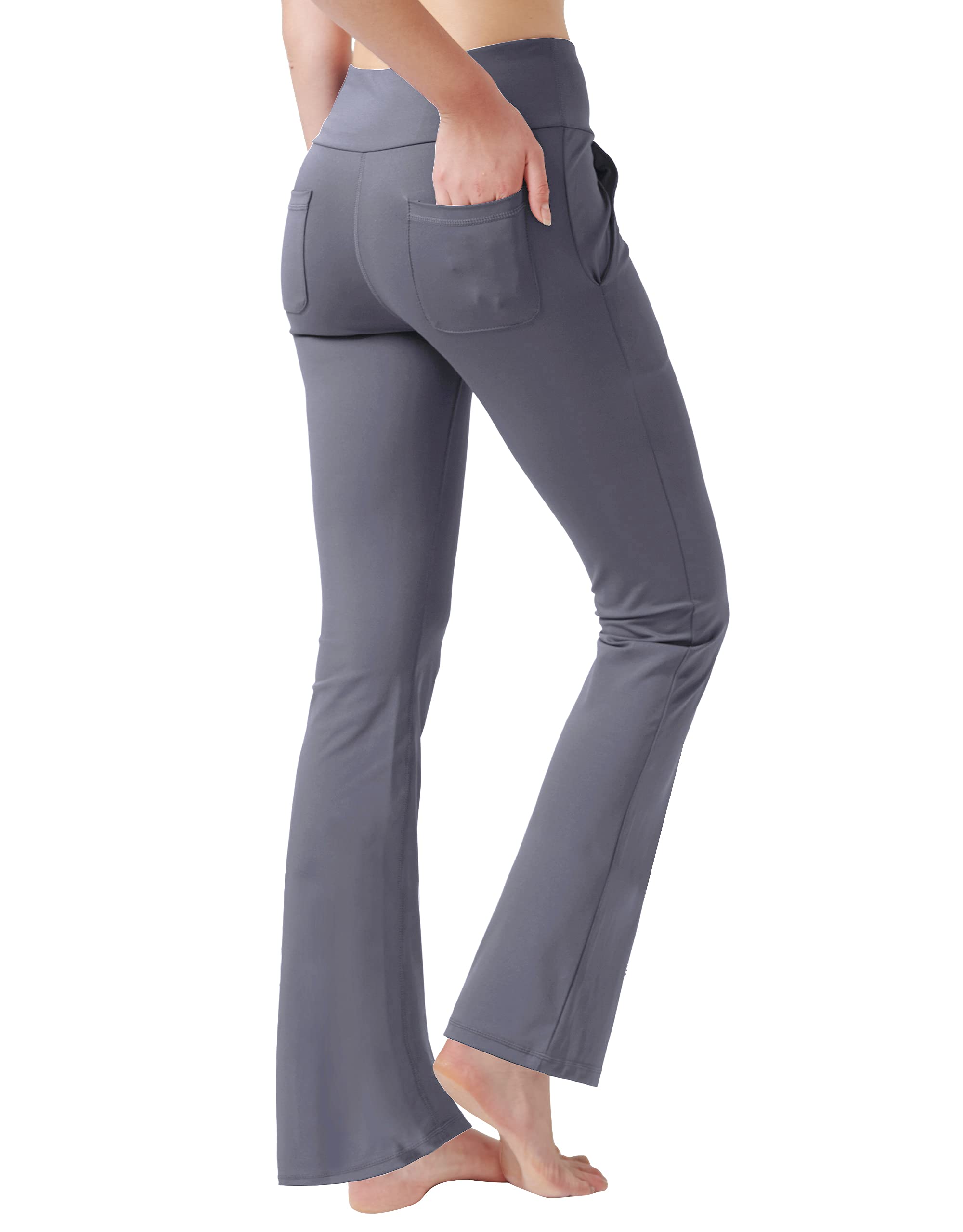 Nuveti Womens High Waisted Boot Cut Yoga Pants 4 Pockets