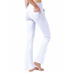 Nuveti Womens High Waisted Boot Cut Yoga Pants 4 Pockets Workout Pants Tummy Control Women Bootleg Work Pants Dress Pants (White