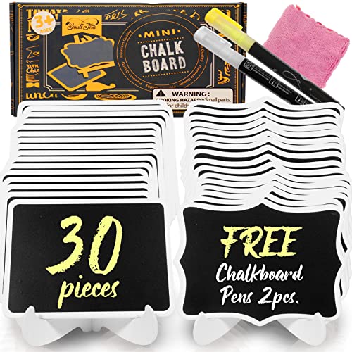 SMALL FISH Mini Chalkboard Signs, 30 Pack Wood Frame Food Labels, Message  Boards, Table Numbers, Place Cards, And Event Decorations For Par