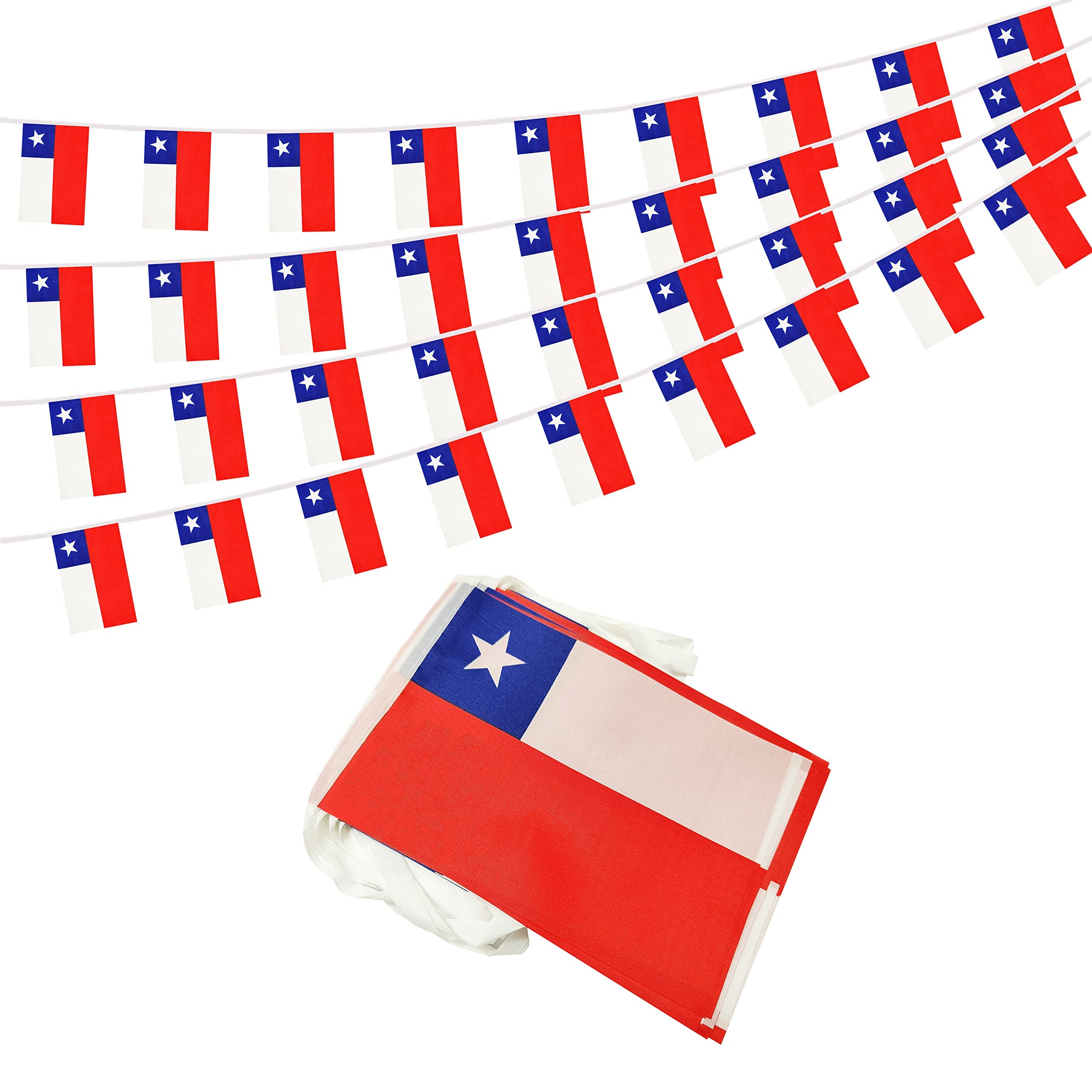 Bclin 50 Feet Chile Chilean Banner Flag String, Chile Mini Flag Small Banner, For Olympics, World Cup, Party, Shops And Bars Dec