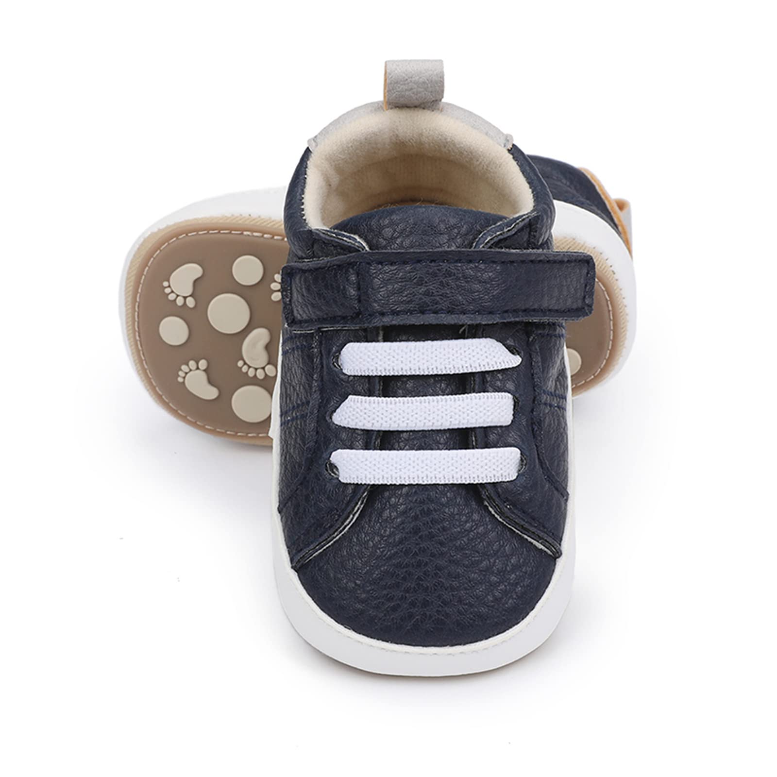 Sofmuo Baby Boys Girls Leather Sneakers Soft Rubber Sole Infant Moccasins Newborn Oxford Loafers Anti-Slip Toddler Dress Shoes (