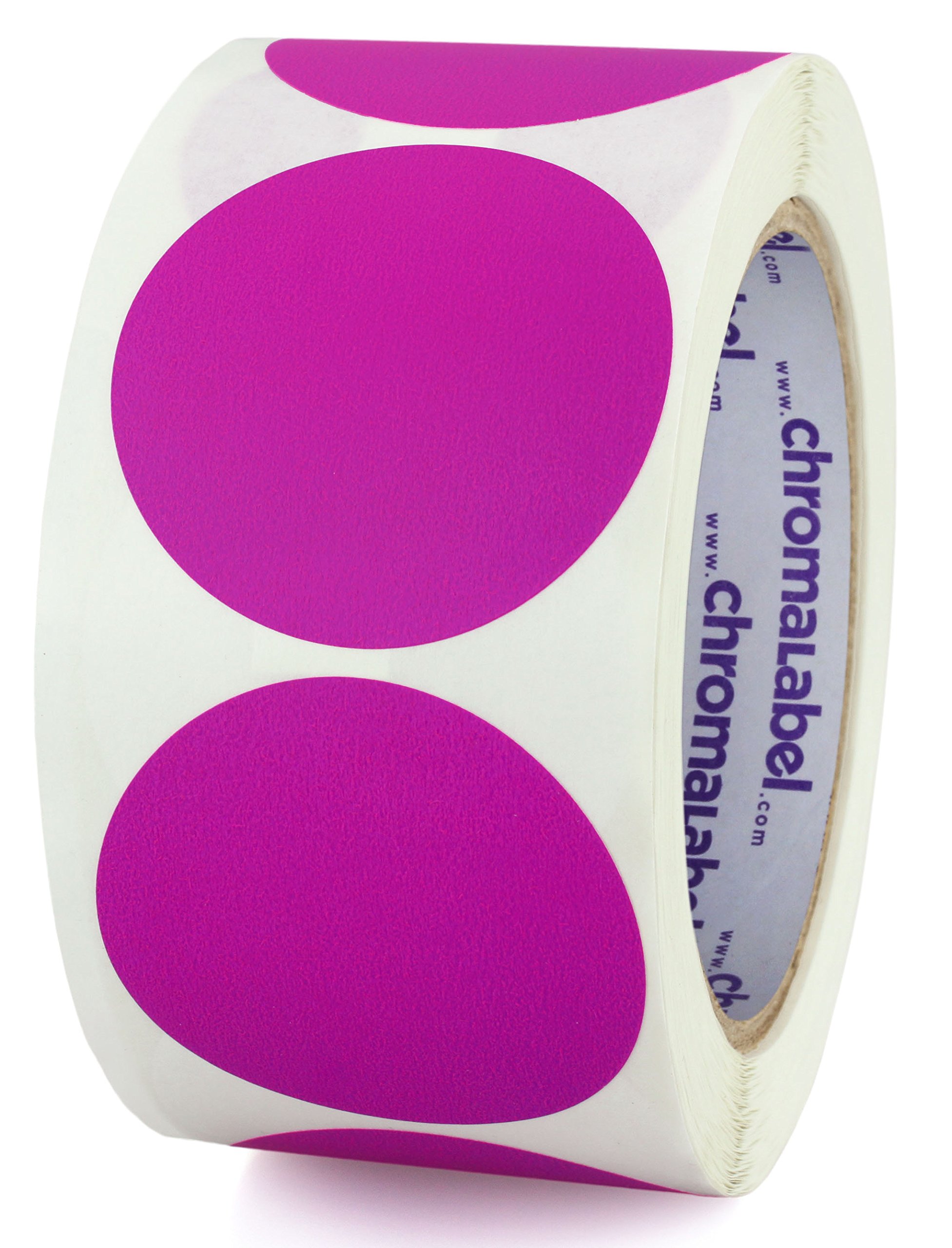 Chromalabel 2 Inch Round Label Permanent Color Code Dot Stickers, 500 Labels Per Roll, Fluorescent Purple