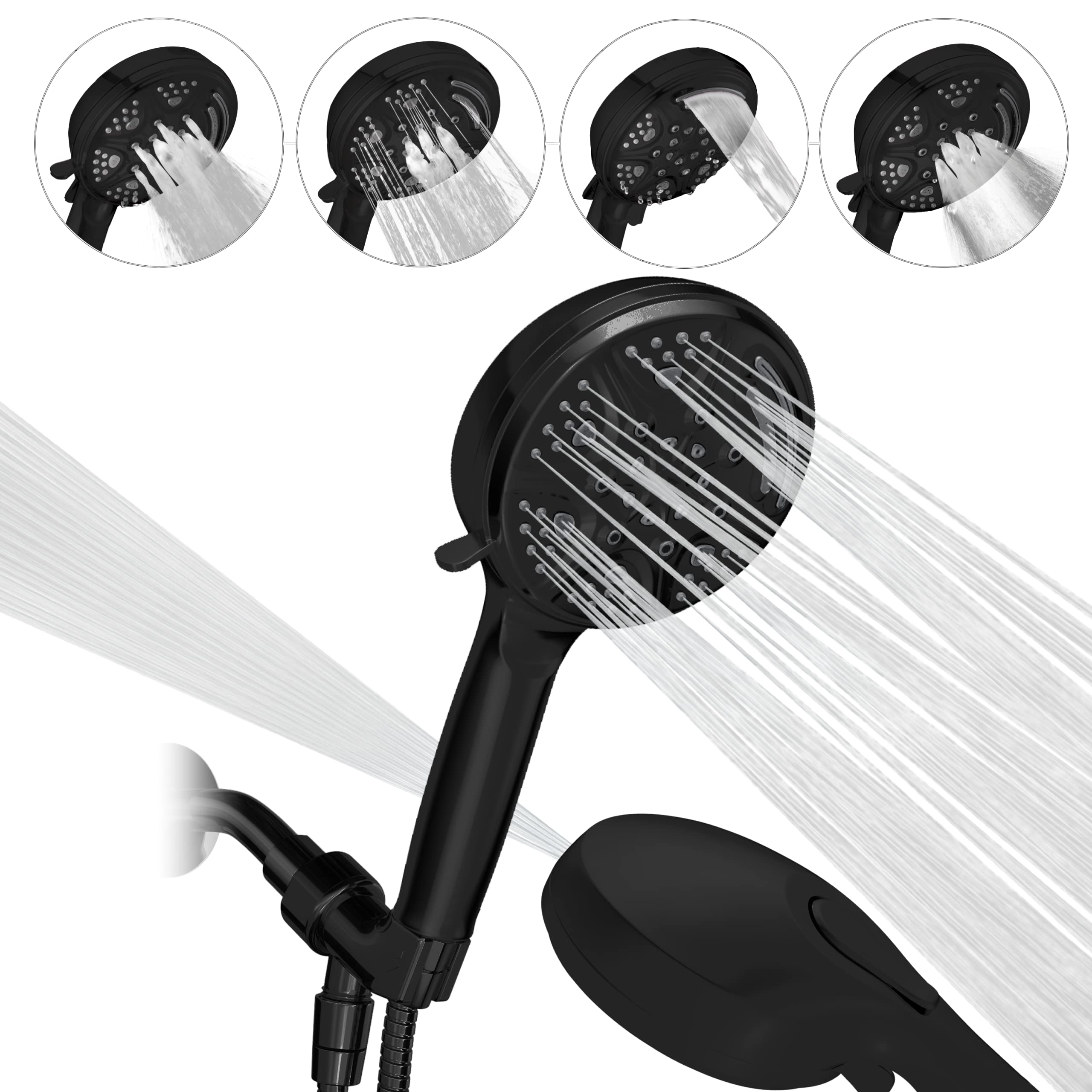 Sparkpod 5 Inch 9 Spray Setting Shower Head - Handheld High Pressure Jet With Onoff Switch, Pause And Waterfall Setting- Premium