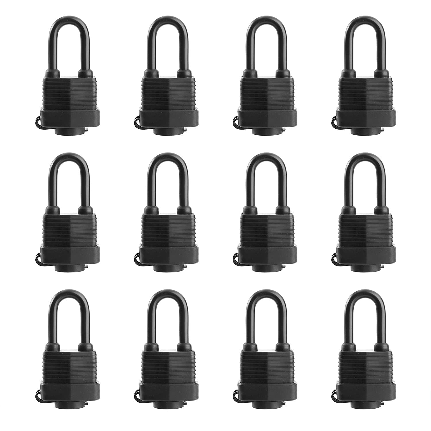 Safiswords Waterproof Padlocks Keyed Alike For Outdoor Use, Heavy Duty Laminated Steel Lock Body With Plastic Covered, 1-916 Inc