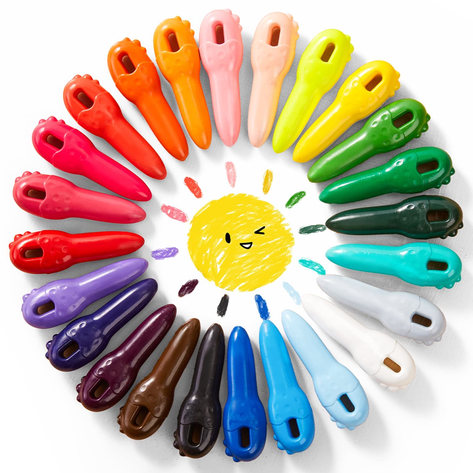 Jar Melo Key Crayons For Toddlers, 24 Colors Washable Jumbo Crayons With  108 Free Coloring Books Pdf Pages, Baby Toddler Large Crayons Fo