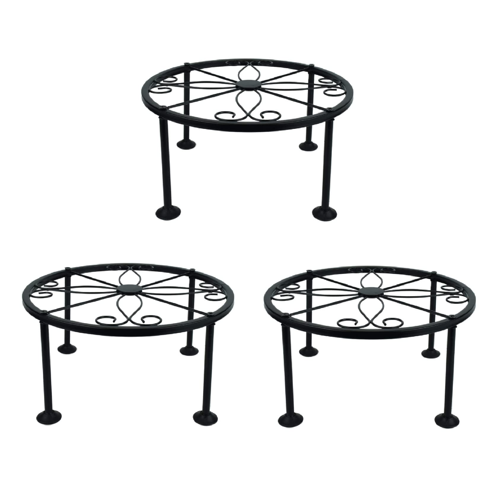 FOHOLA 3 Pack Potted Plant Stand, Rustproof Iron Black Potted Holder Perfect For Heavy Duty Garden Container, Beverage Dispenser, Balco
