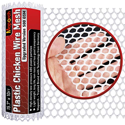 MAPORCH Maporch Durable 157 X10Ft White Plastic Chicken Wire Mesh Fence:  Lightweight, Customizable Netting For Garden, Poultry, Crafts 