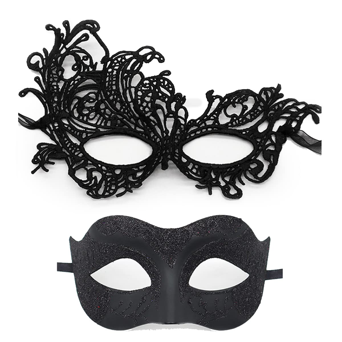 Cosmer Masquerade Mask For Couples Lace Eye Mask Venetian Carnival  Halloween Mask Party Ball Prom Mask Costume Mardi Gras Cosplay 2Pack