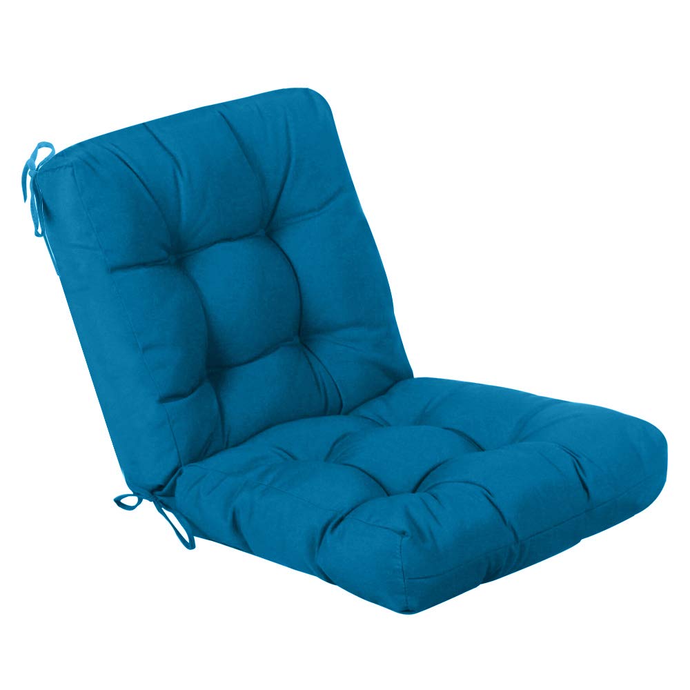 Qilloway Outdoor Seatback Chair Cushion Tufted Pillow, Springsummer Seasonal Replacement All Weather Cushions (Peacock Blue)