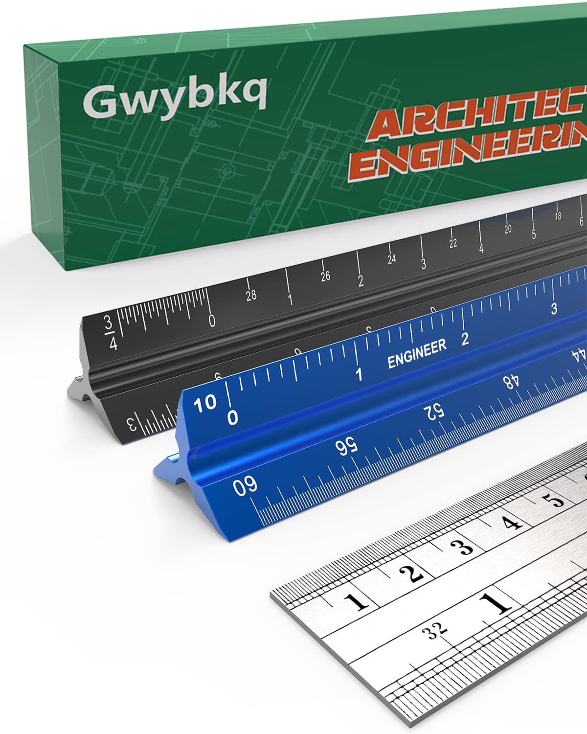 Gwybkq Architect Scale Ruler And Engineering Scale Ruler Set With Standard  Metal Scale 12-Inch Ruler For Blueprint Drafting Ruler For A