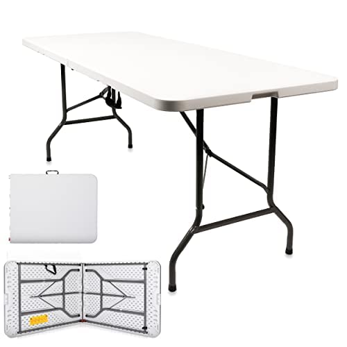 Sorfey Portable Folding Table 6-Foot X 30 Inch Plastic Indoor  Outdoor For Picnic, Bbq, Party,