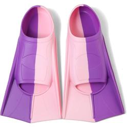 Foyinbet Kids Swim Fins,Short Youth Fins Swimming Flippers For Lap Swimming And Training For Child,Girls,Boys (Purple Pink, Medi