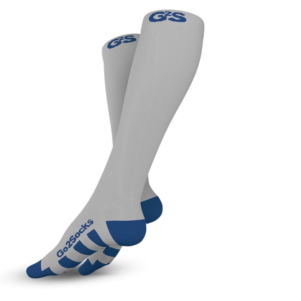 Go2Socks Compression Socks For Men Women Nurses Runners 20-30Mmhg Medical Stocking Athletic (Gray, S)