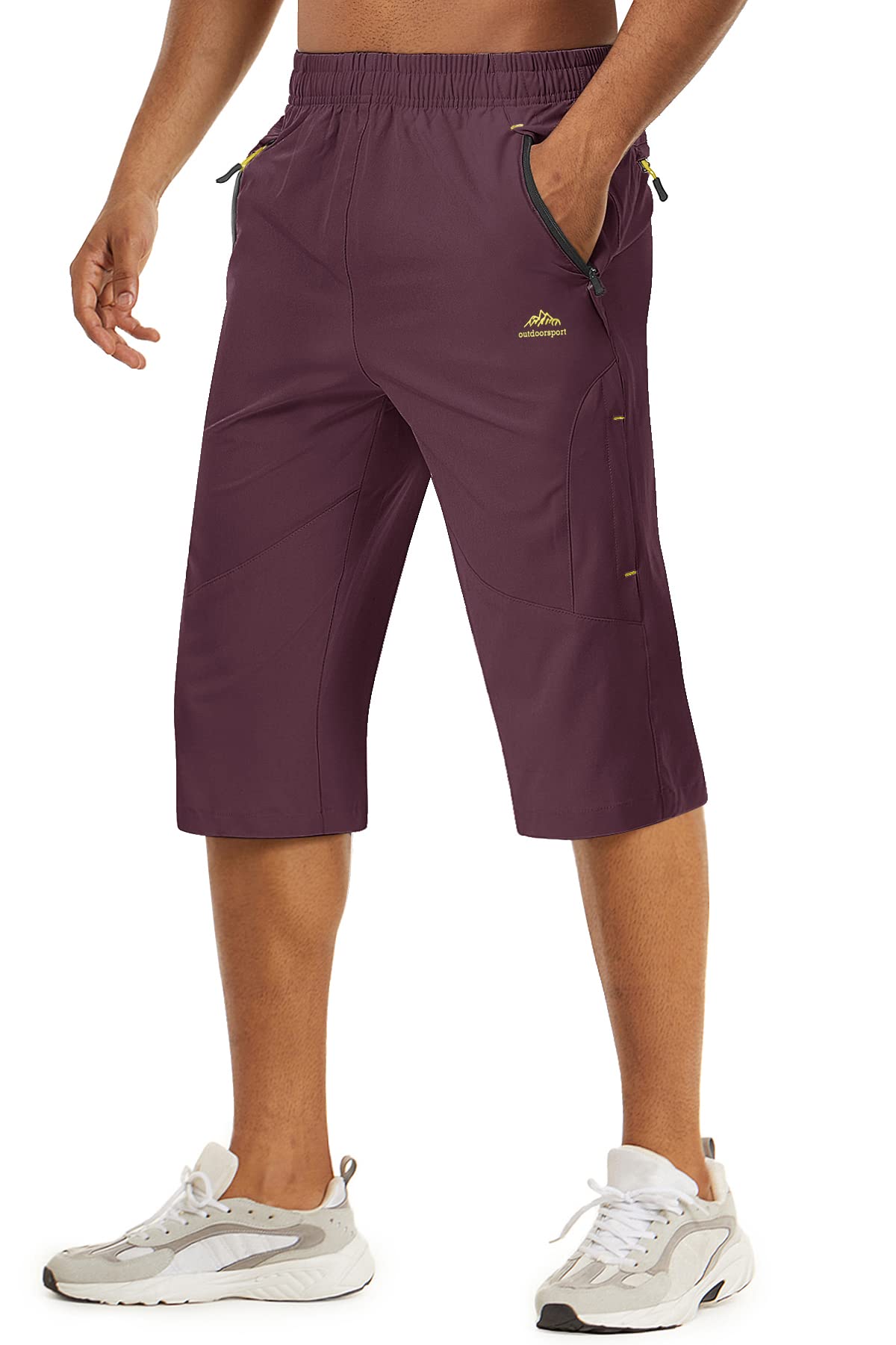 Tacvasen Workout Shorts For Men Hiking Pants Quick Dry Cargo Shorts For Men 34 Capri Pants Outdoor Shorts Men Below Knee Casual 