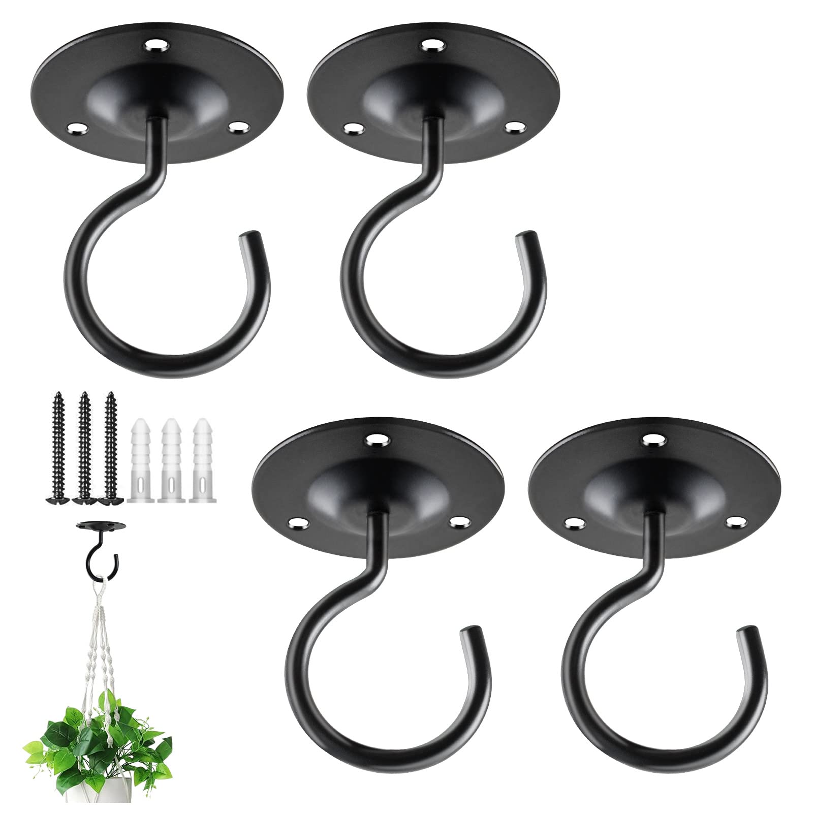 Bolite Ceiling Hooks For Hanging Plants, Wall Mount Metal Hangers For Bird Feeders, Plants, Lanterns, String Lights, Wind Chimes