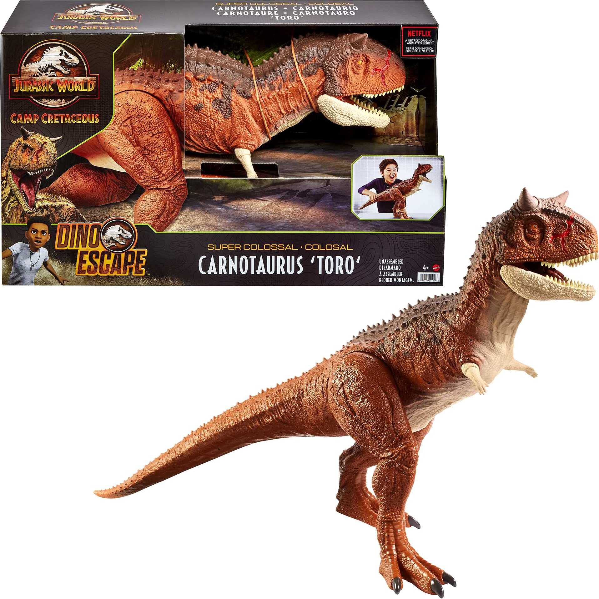 Jurassic World Toys Jurassic World Colossal Carnotaurus Toro Dinosaur Action Figure Camp Cretaceous With Stomach-Release Feature, 36-In91-Cm Long, R