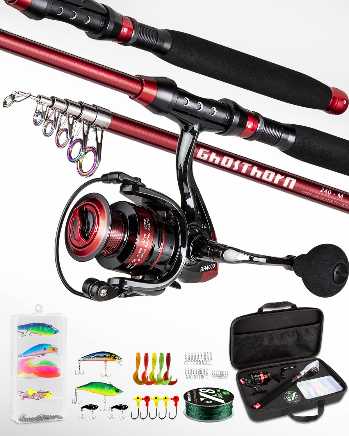 Ghosthorn Fishing Rod And Reel Combo, Telescopic Fishing Pole Kit For Men  Collapsible Portable Fishing Compact Travel Fishing Po