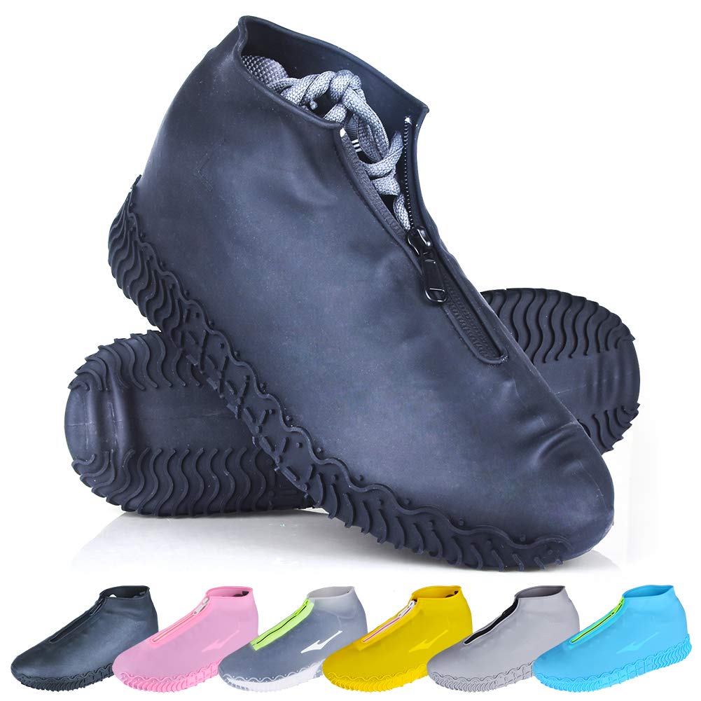 Ydfagak Waterproof Shoe Covers, Reusable Foldable Not-Slip Rain Shoe Covers With Zipper,Shoe Protectors Overshoes Rain Galoshes 