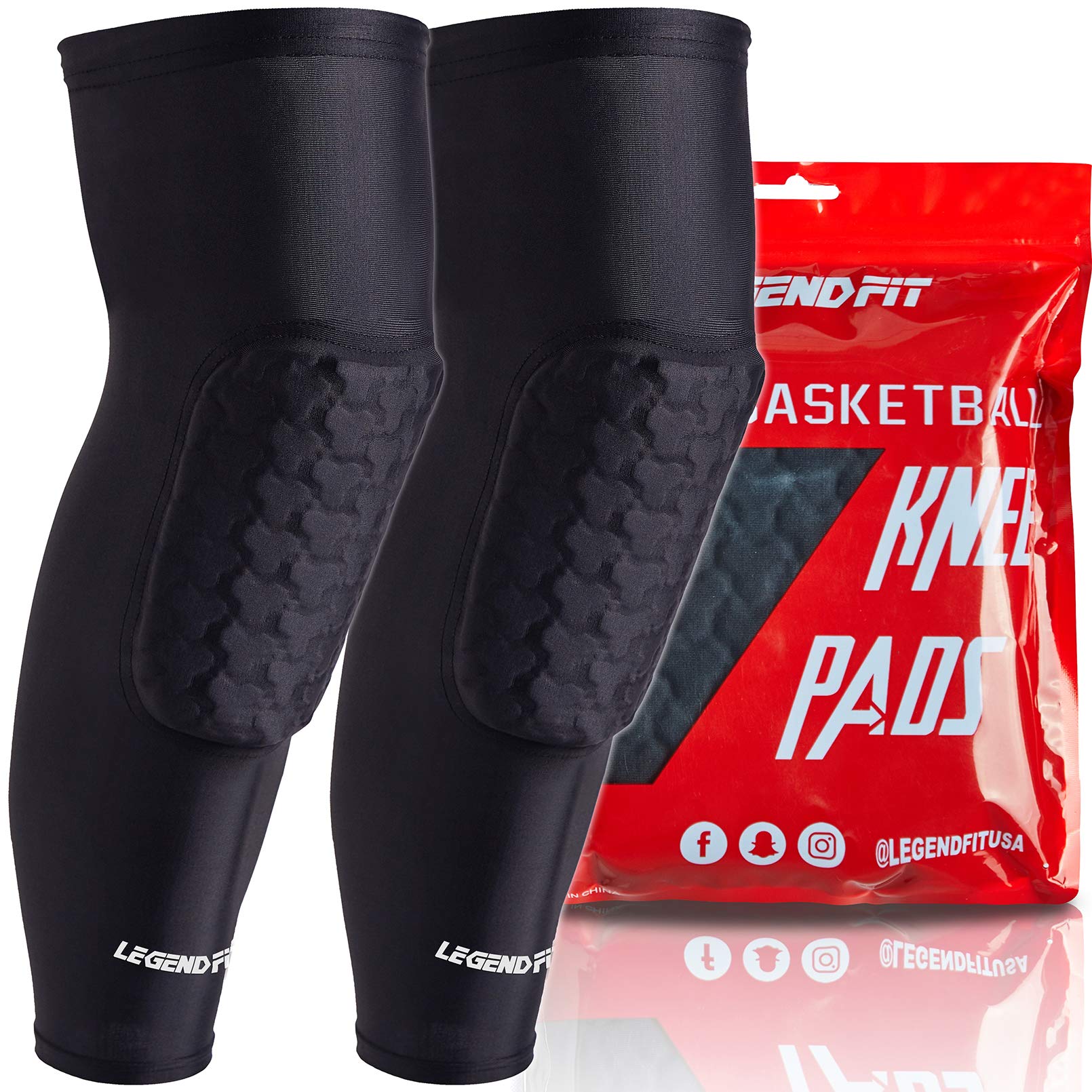 Legendfit Basketball Knee Pads For Kids Youth Adults Protective Padded Compression Long Leg Sleeves Sports Gear For Volleyball B