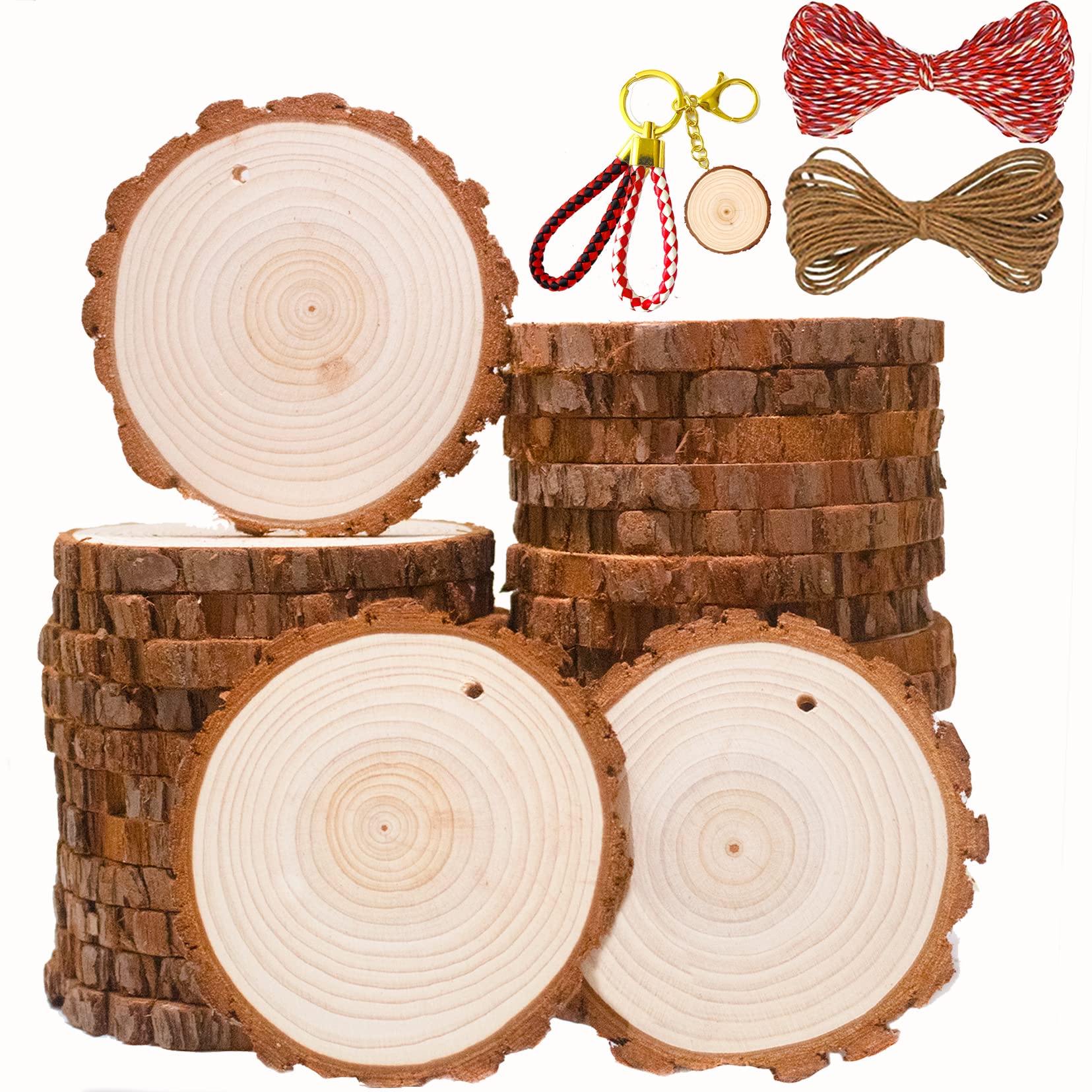 SENMUT Senmut Wood Slices 30 Pcs 31-36Inch Natural Rounds Unfinished Wooden  Circles Christmas Wood Ornaments For Crafts Wood Kit Predri