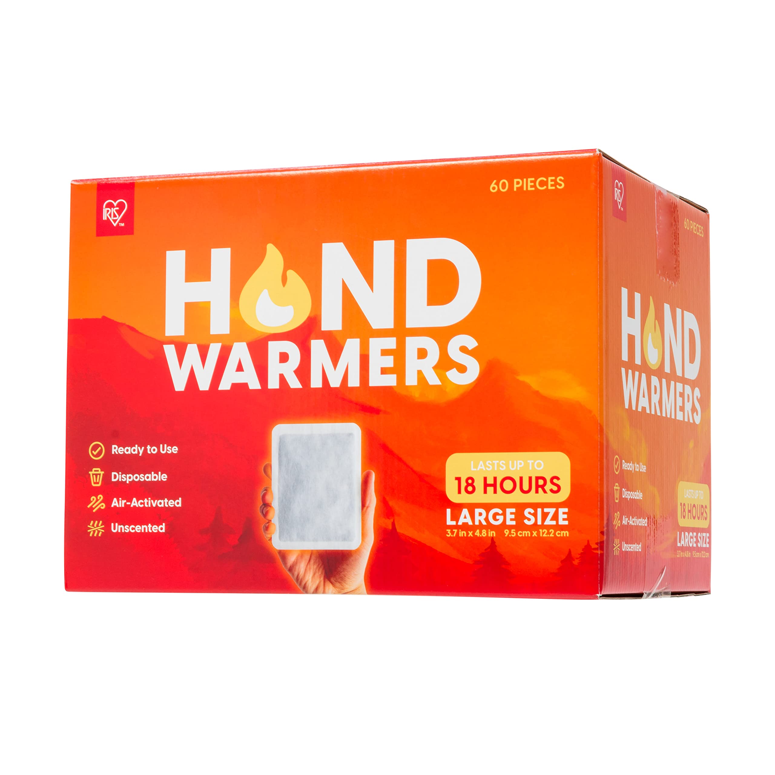 IRIS USA, Inc Iris Usa Hand Warmers - Large, 60 Individual Warmers, Long-Lasting Up To 18 Hours For Warm And Hot Hands - On The Go, Disposable