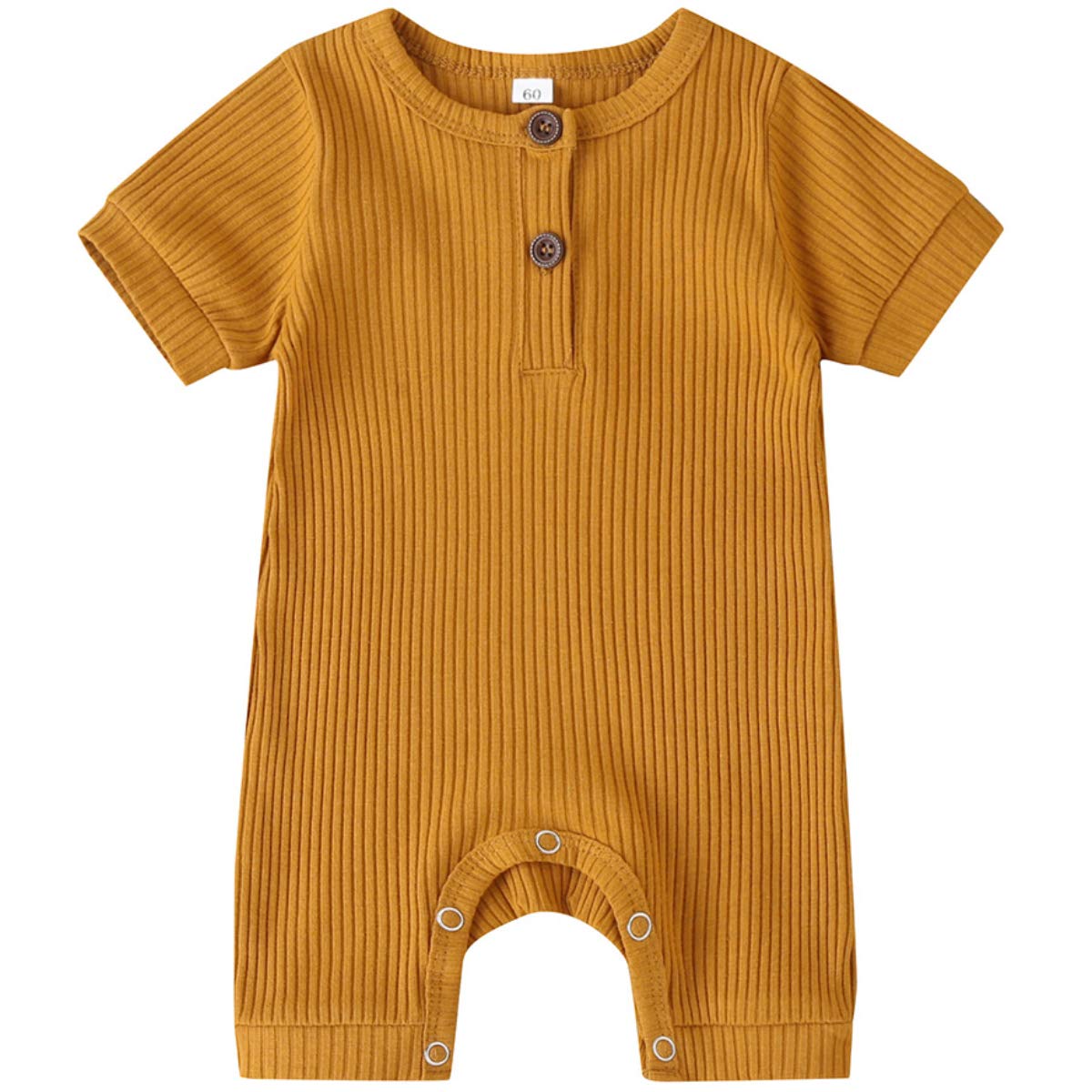 Kuriozud Newborn Infant Unisex Baby Boy Girl Button Solid Romper Bodysuit One Piece Jumpsuit Outfits Clothes (Short Sleeve Rompe