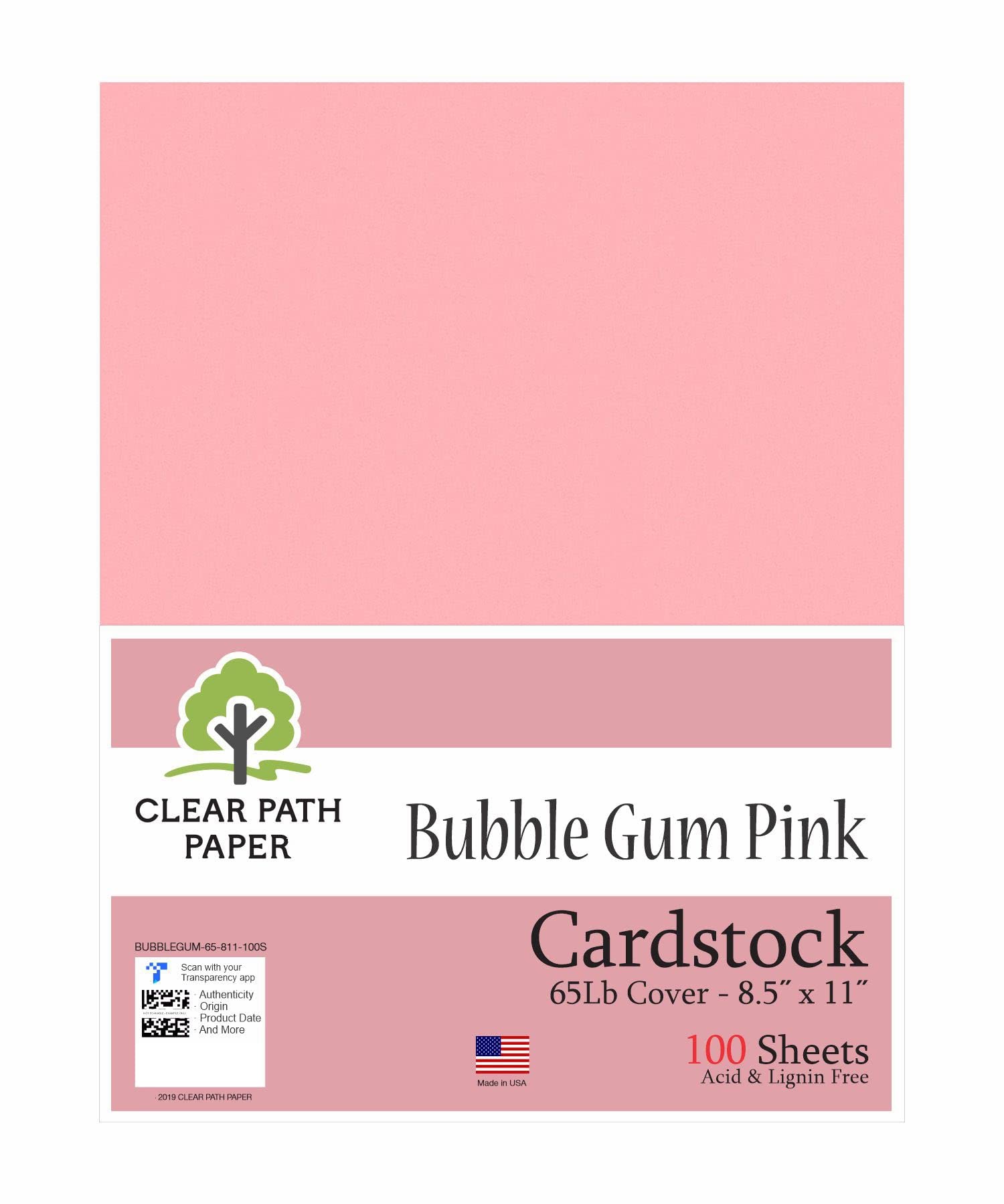 Bubble Gum Pink Cardstock - 85 X 11 Inch - 65Lb Cover - 100 Sheets - Clear  Path Paper