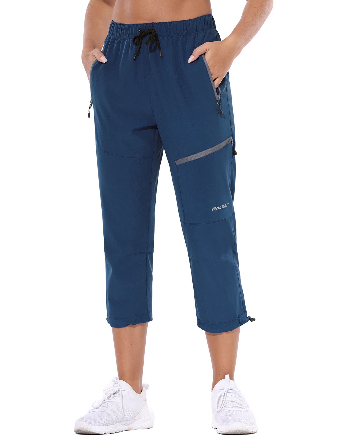 Baleaf Womens Hiking Cargo Capris Outdoor Lightweight Water Resistant Pants  Upf 50 Zipper Pockets Navy Blue Size Xxl