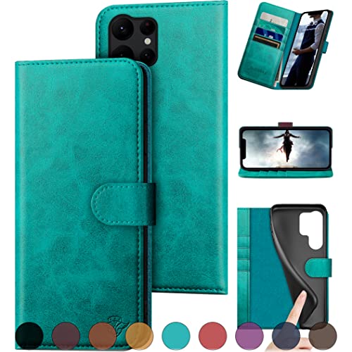 Ducksky For Samsung Galaxy S23 Ultra Genuine Leather Wallet Case Rfid Blocking4 Credit Card Holderreal Leather Flip Folio Book P