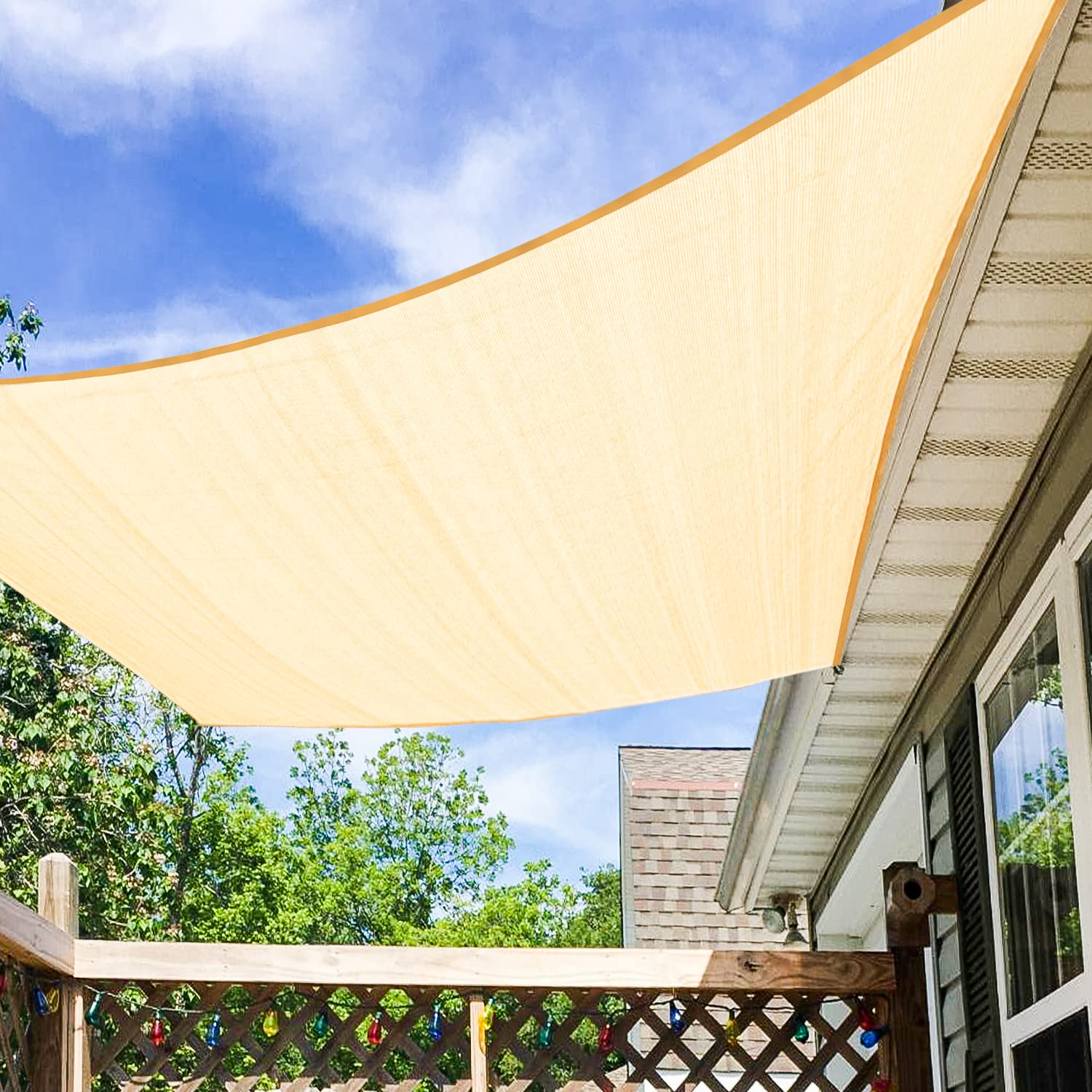 Amagenix Sun Shade Sails Canopy, Cream Rectangle Outdoor Shade Canopy 10 X 13 Uv Block Canopy For Outdoor Patio Garden Backyard
