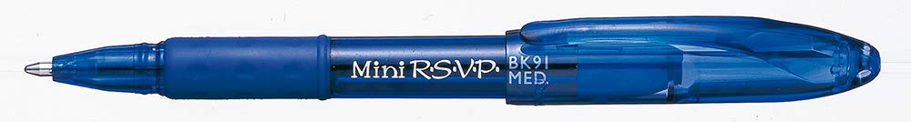 Pentel Bk91Mnc-C Pentel Mini Rsvp Stick Ballpoint Pen, Translucent Brl, Blue Ink, Med Pt, Box Of 12