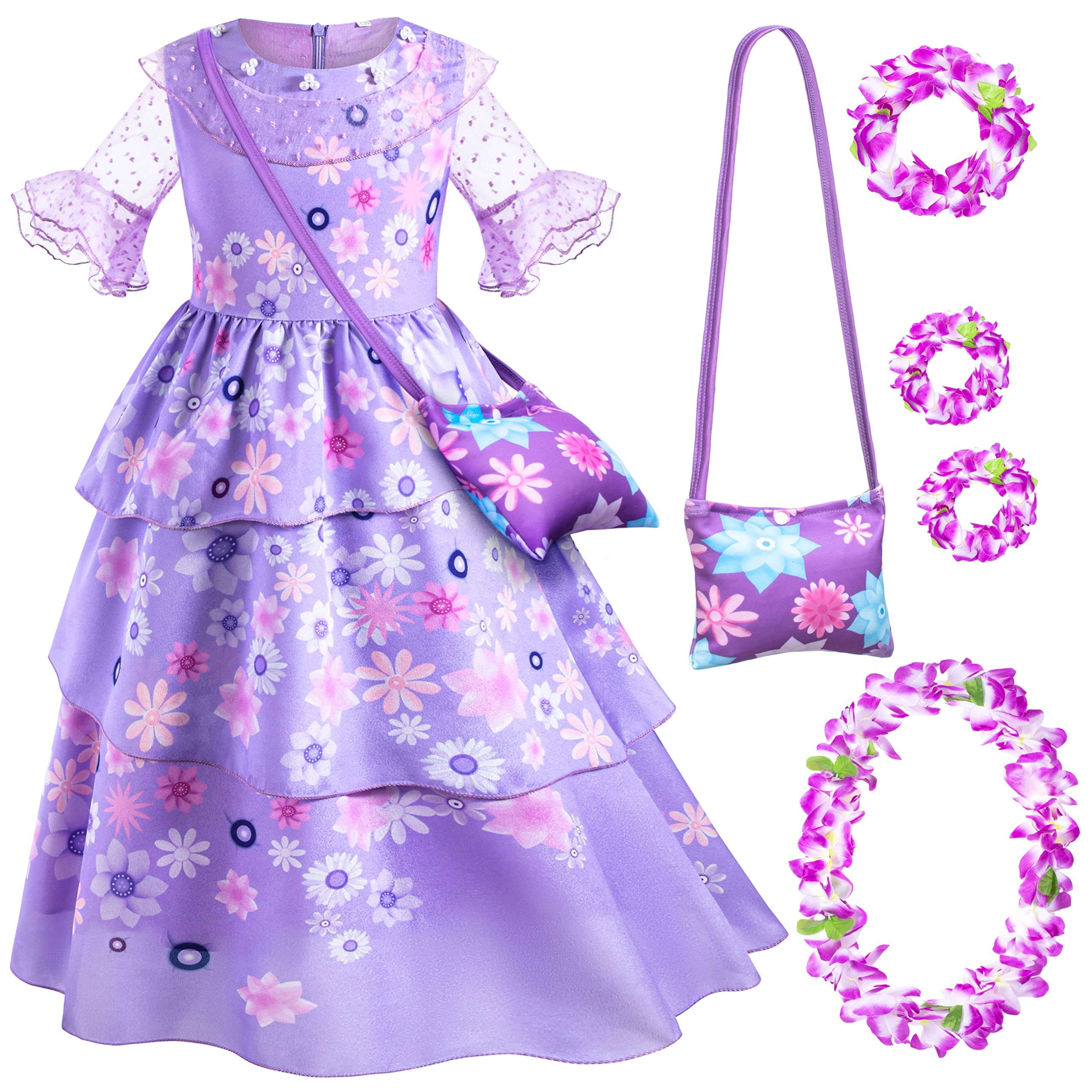 open lace back dress Princess Dress Up Accessories Set for Girls Crown, Wand, Gloves, Neckl –  Rocparty main image 1