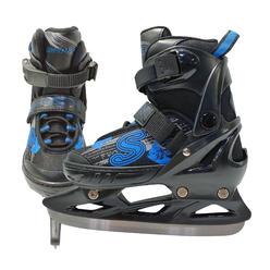 Softmax - Adjustable Ice Skates - Hockey Skates For Boys And Girls - Insulated Kids Ice Skates With 3 Sizes Adjustments (Bkbl, S