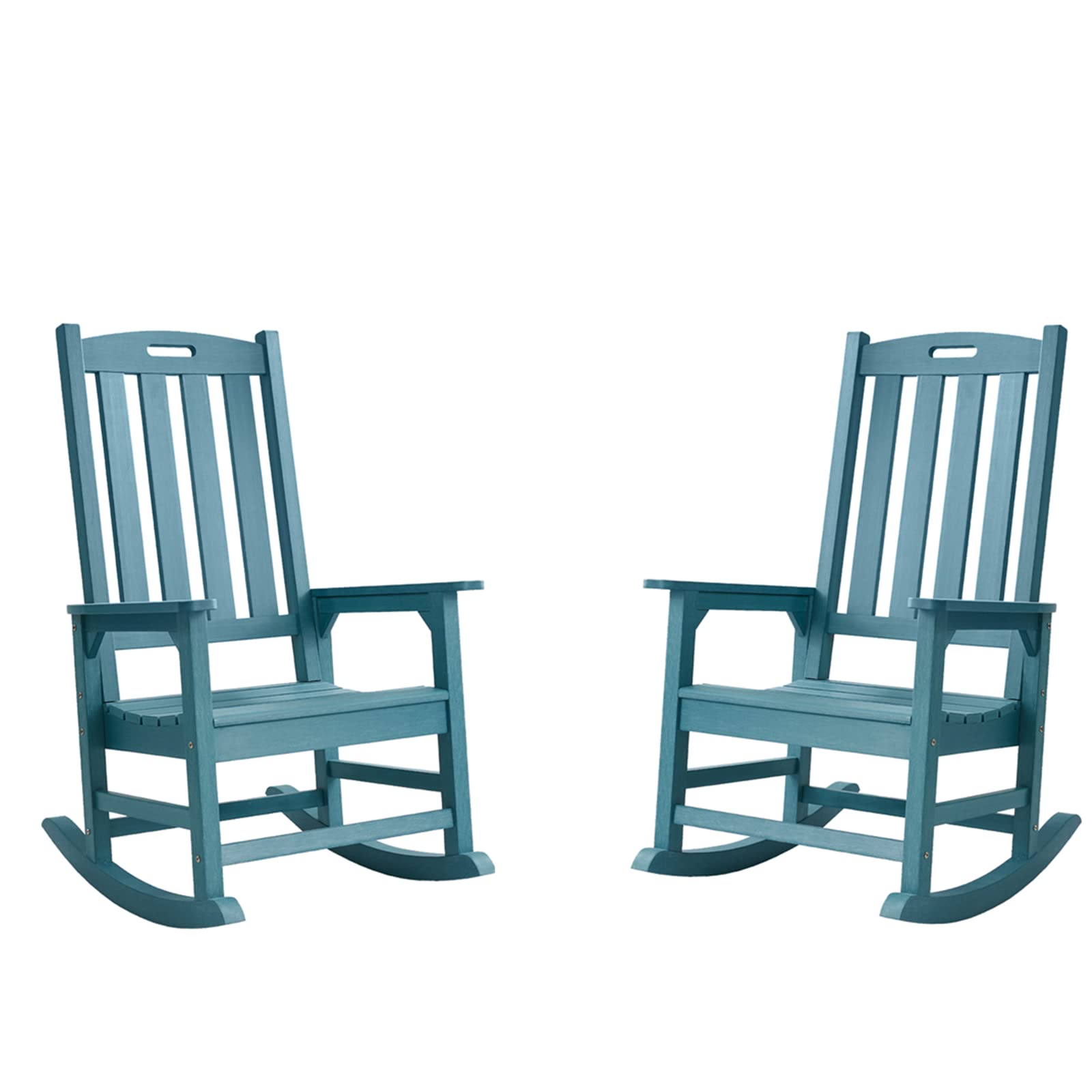 Psilvam Patio Rocking Chairs Set Of 2, Poly Lumber Porch Rocker With High  Back, 350Lbs Support Rocking Chairs For Both Outdoor A