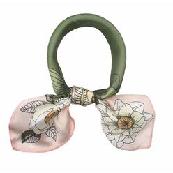 ANDANTINO 100 Pure Mulberry Silk Small Square Scarf -21 x 21- Breathable Lightweight Neckerchief -Digital Printed Headscarf (Pin