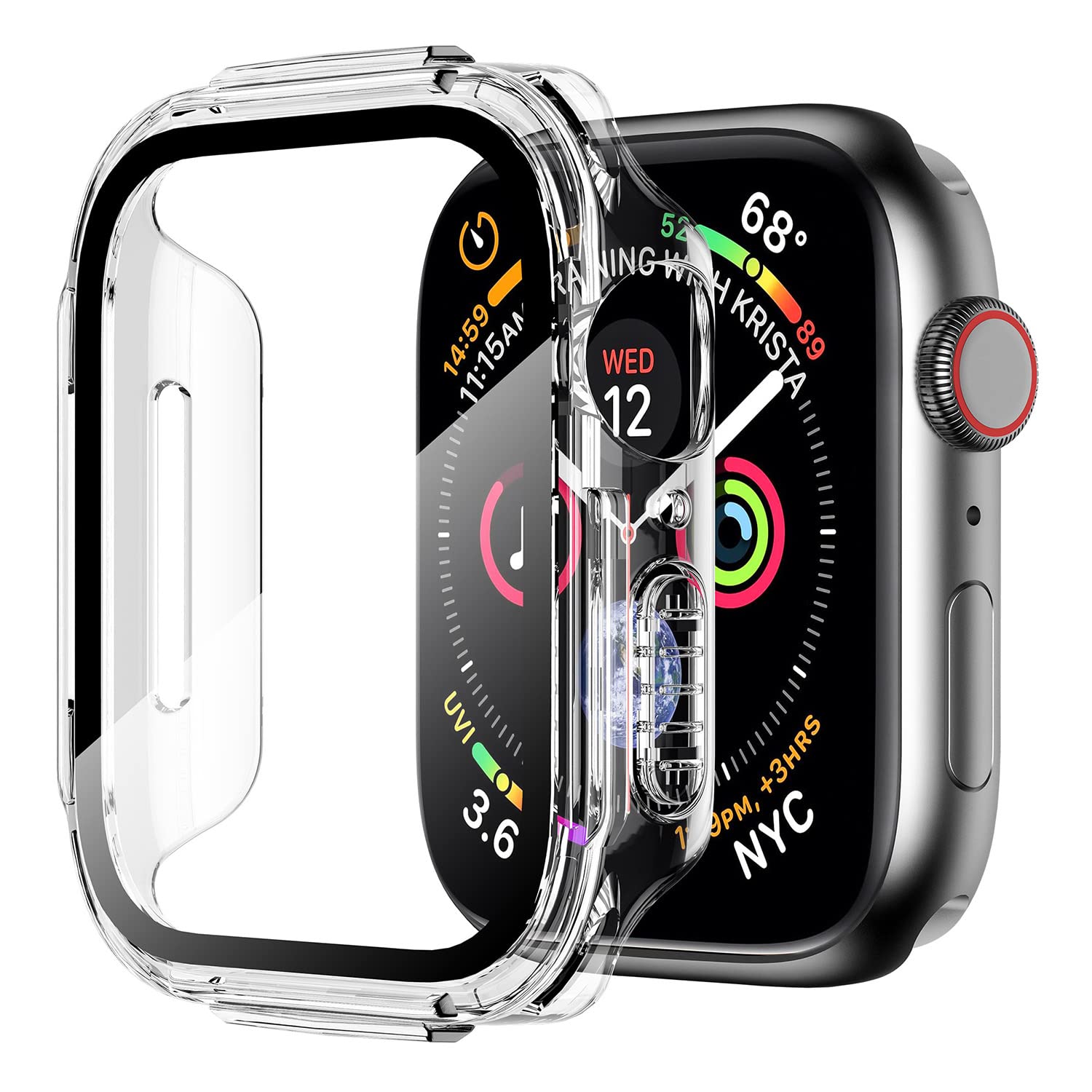 Mesime Rugged case cover compatible for Apple Watch 40mm with Tempered glass Screen for iwatch Series 4 5 6 SE Protective Bumper