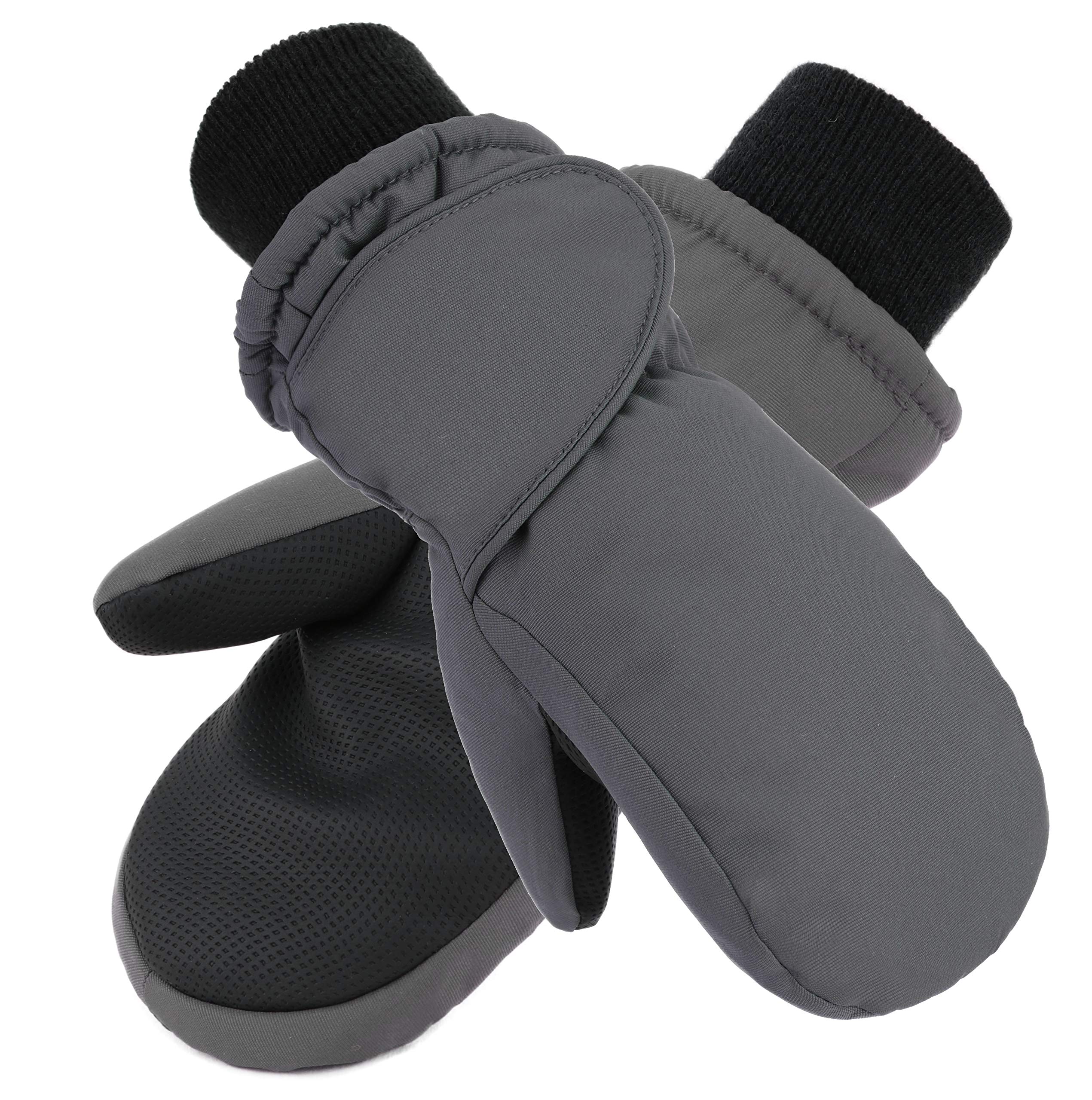 SimpliKids grils Toddler Winter gloves Sports Insulation Waterproof Ski Mittens,XS,grey