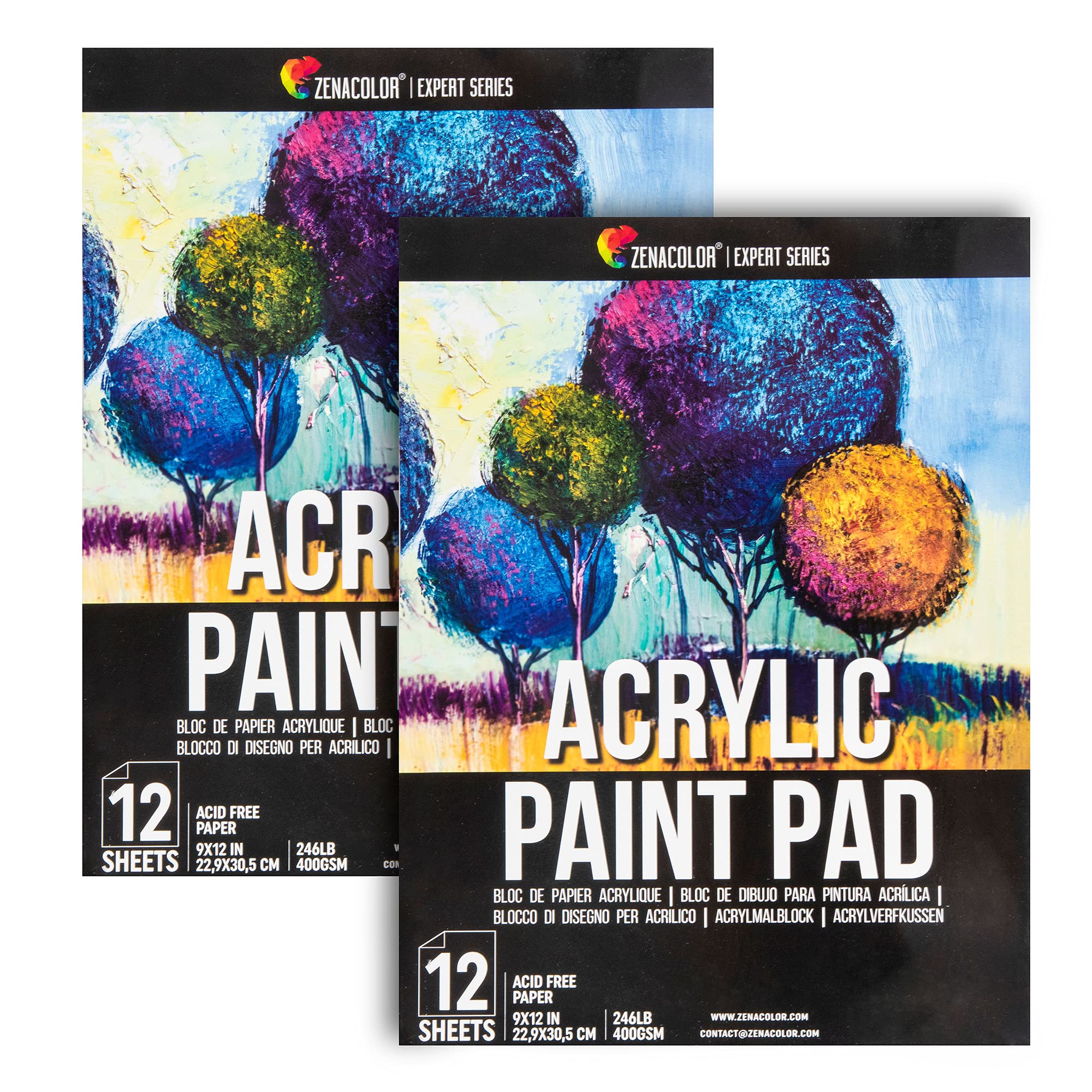 Zenacolor Acrylic Paper Pads (Set of 2) - 24 Acrylic Sheets 9x12